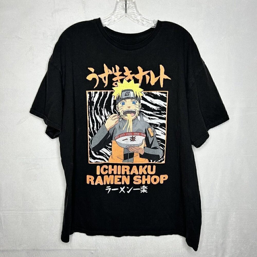 Naruto Shippuden T-Shirt Anime Ichiraku Ramen Shop Black Size XL 2002 Vtg